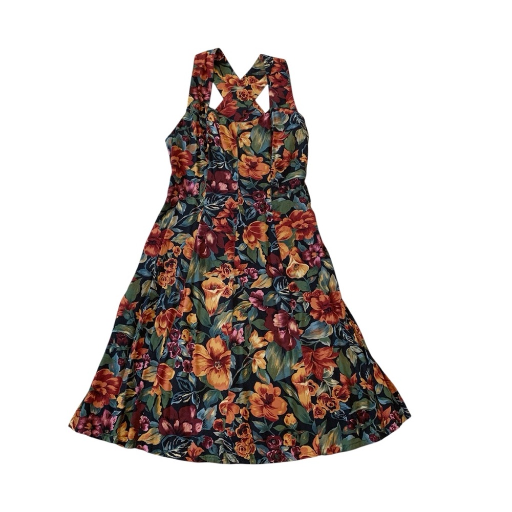 HANDMADE | Moody Floral Criss-Cross Strap Dress